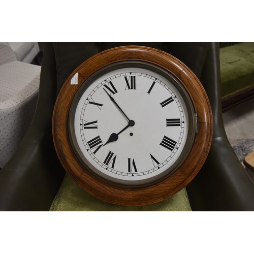 290 - LARGE ROUND OAK WALL CLOCK BEZEL MISSING