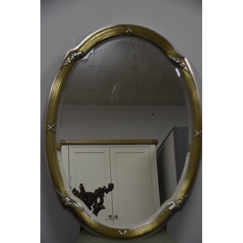 295 - GILT OVAL BEVELLED MIRROR