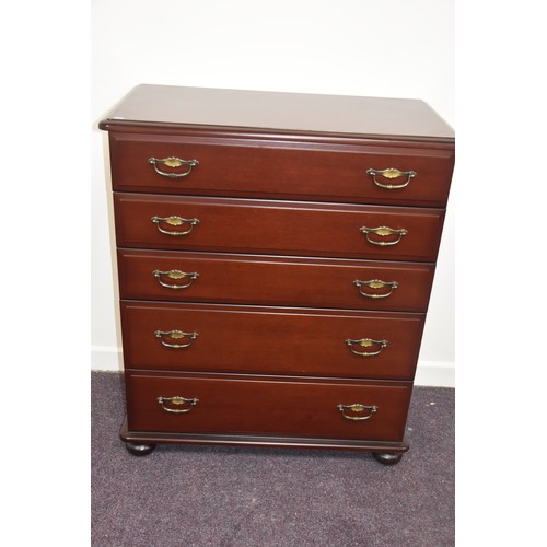 303 - MAHOGANY 5 DRAWERED CHEST (EXCELLENT CONIDITON)