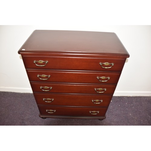 303 - MAHOGANY 5 DRAWERED CHEST (EXCELLENT CONIDITON)