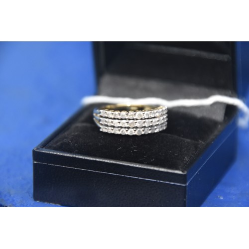 232 - 9CT DIAMOND 3 ROW RING