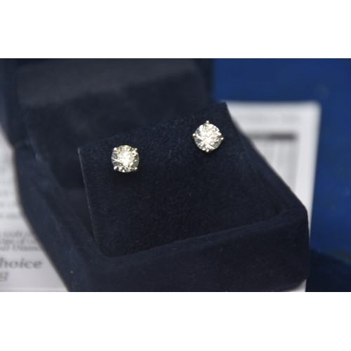 250A - DIAMOND (1.85ct} STUD EARRINGS 4 CLAW SETTING IN 18ct WHITE GOLD  H-I