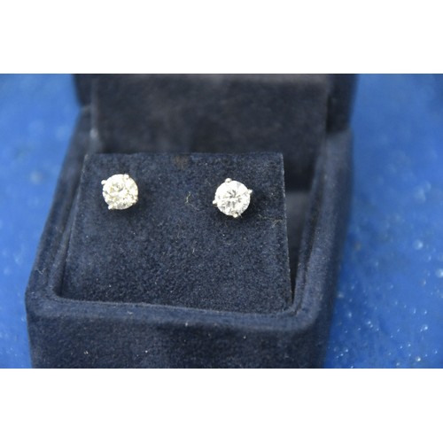 250A - DIAMOND (1.85ct} STUD EARRINGS 4 CLAW SETTING IN 18ct WHITE GOLD  H-I