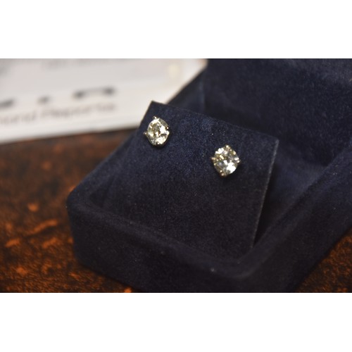 250A - DIAMOND (1.85ct} STUD EARRINGS 4 CLAW SETTING IN 18ct WHITE GOLD  H-I