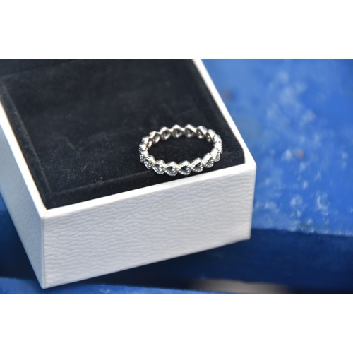 187A - PANDORA OPEN HEART RING COMPLETE WITH BAG AND BOX