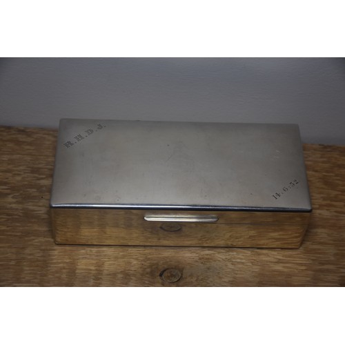 249 - LARGE SILVER CIGAR BOX