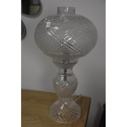 118 - TYRONE CRYSTAL LAMP & SHADE APPROX 17 1/2 BASE TO TIP OF SHADE