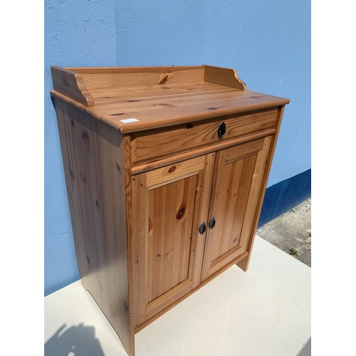 1 - PINE 2 DOOR 1 DRAWER CUPBOARD WITH 1 DRAWER