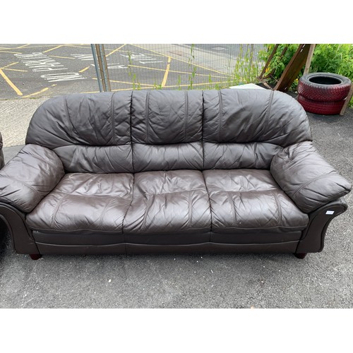 50 - A BROWN LEATHER 3 AND 2 SUITE