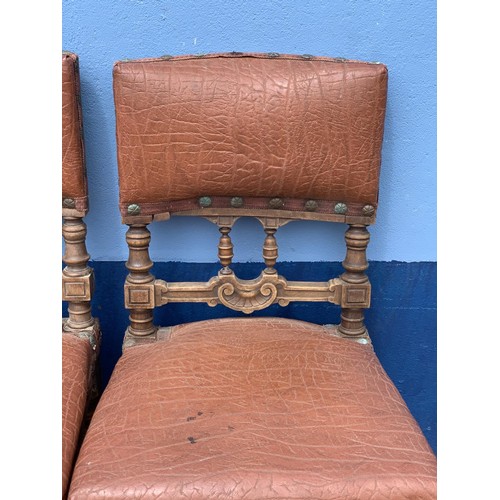 77 - PAIR OF VICTORIAN LEATHER CHAIRS