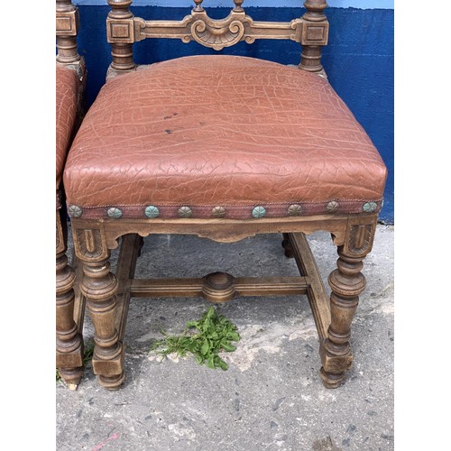 77 - PAIR OF VICTORIAN LEATHER CHAIRS