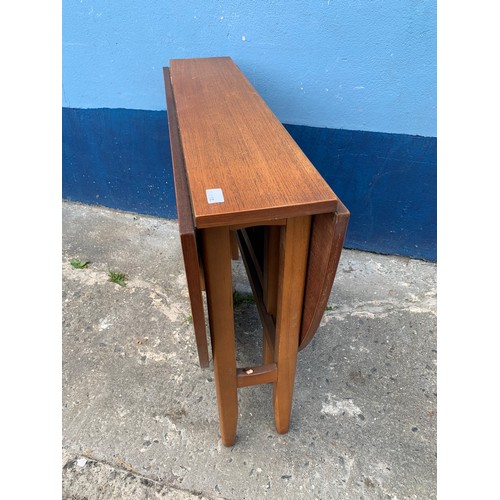 123 - A RETRO TEAK NARROW DROP LEAF GATE LEG TABLE