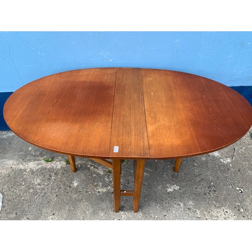 123 - A RETRO TEAK NARROW DROP LEAF GATE LEG TABLE