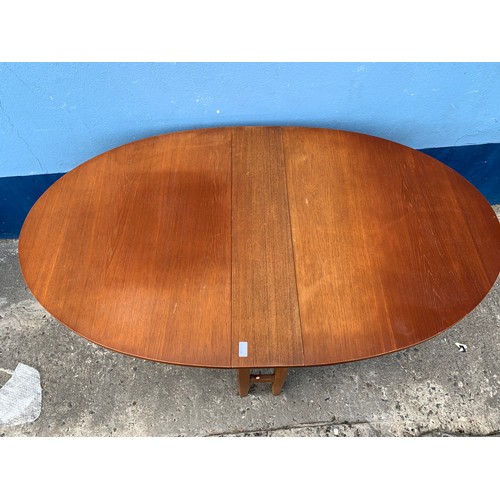 123 - A RETRO TEAK NARROW DROP LEAF GATE LEG TABLE