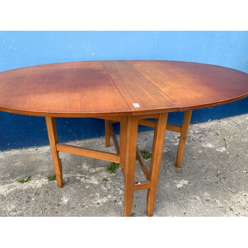 123 - A RETRO TEAK NARROW DROP LEAF GATE LEG TABLE