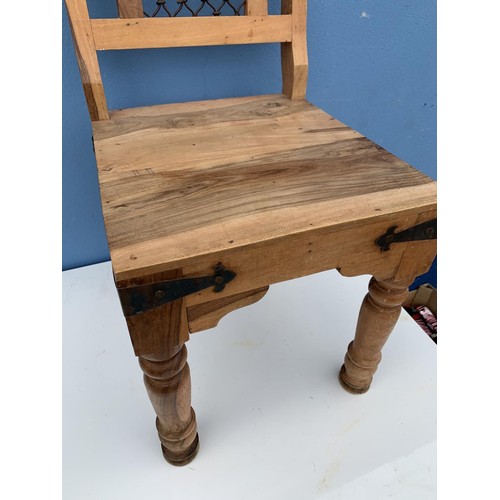 155 - MEXICAN PINE SIDE CHAIR WITH MESH BACK