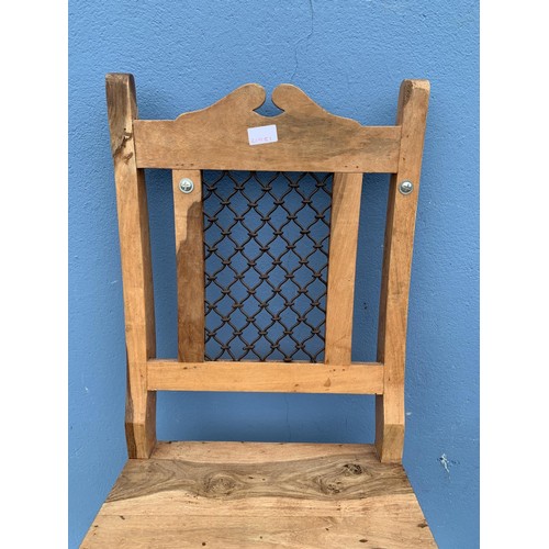 155 - MEXICAN PINE SIDE CHAIR WITH MESH BACK