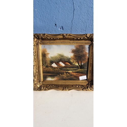 28 - PAIR OF SMALL GILT FRAMED OIL PAINTINGS 13 1/2 x 11 1/2