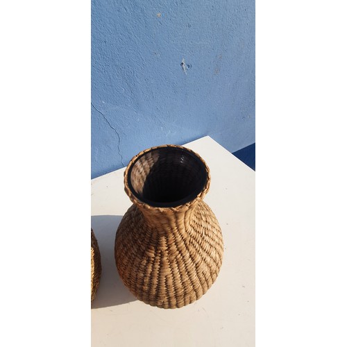 75 - 2 LARGE ROPE COVERED VASE