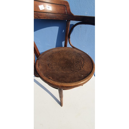 147 - OLD BENTWOOD ARMCHAIR MADE IN AUSTRIA