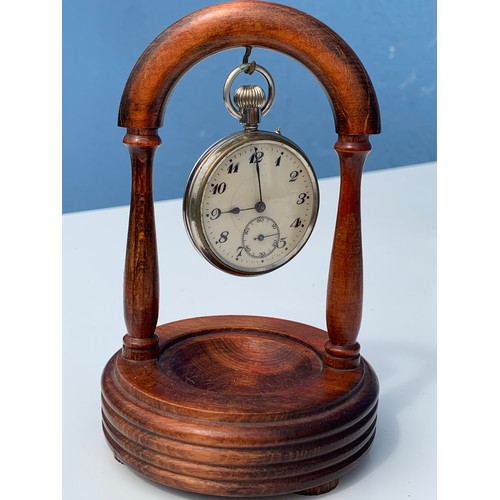 216 - SILVER POCKET WATCH ON STAND