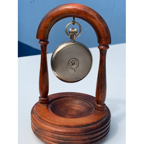 216 - SILVER POCKET WATCH ON STAND