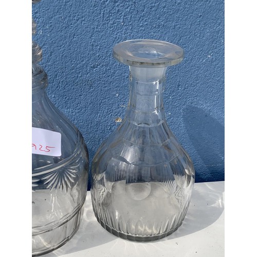 282 - 2 ANTIQUE IRISH CUT GLASS DECANTERS