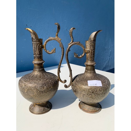 314 - 2 BRASS URNS STAND 10 INCH