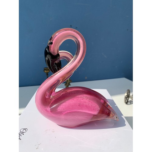 320 - BOXED GLASS FLAMINGO'S