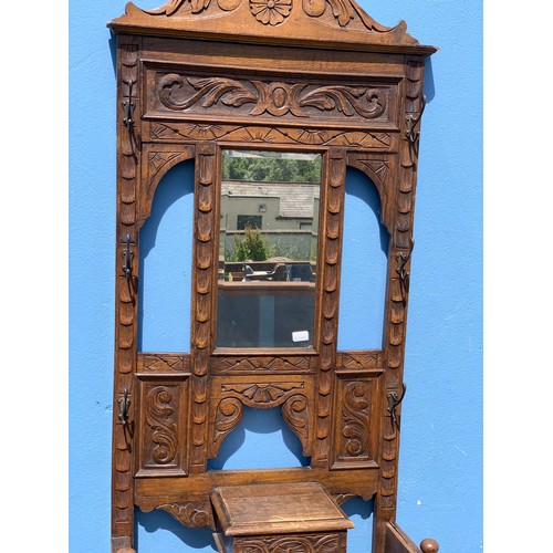 330 - HIGHLY CARVED NARROW OAK HALLSTAND 30