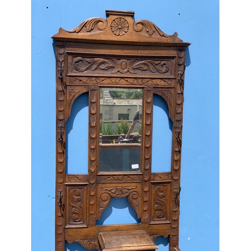 330 - HIGHLY CARVED NARROW OAK HALLSTAND 30