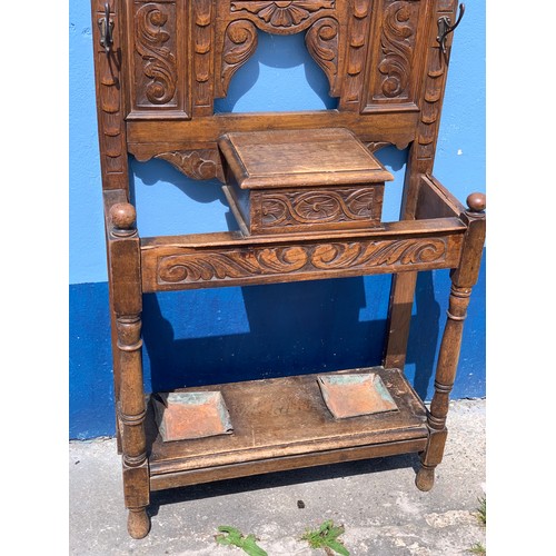 330 - HIGHLY CARVED NARROW OAK HALLSTAND 30