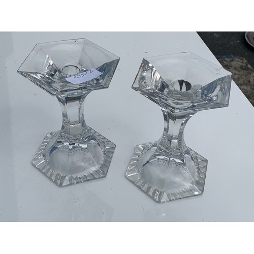 353 - PAIR OF GALWAY CRYSTAL CANDLE STICK 6 INCHES TALL