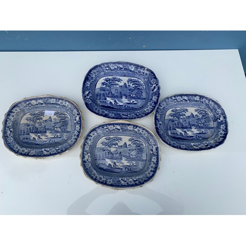 358 - A LOT OF 4  BLUE AND WHITE PLATTERS