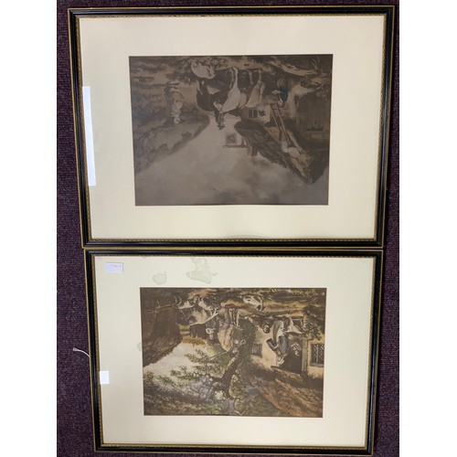 369 - EBONY & GILT FRAMED PRINTS 25X 19 INCHES