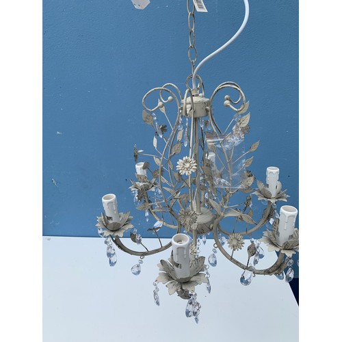 371 - NEW CREAM MULTI BRANCH LIGHT FITTING WITH FLORAL DESIGN