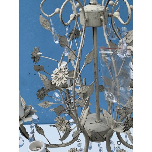 371 - NEW CREAM MULTI BRANCH LIGHT FITTING WITH FLORAL DESIGN