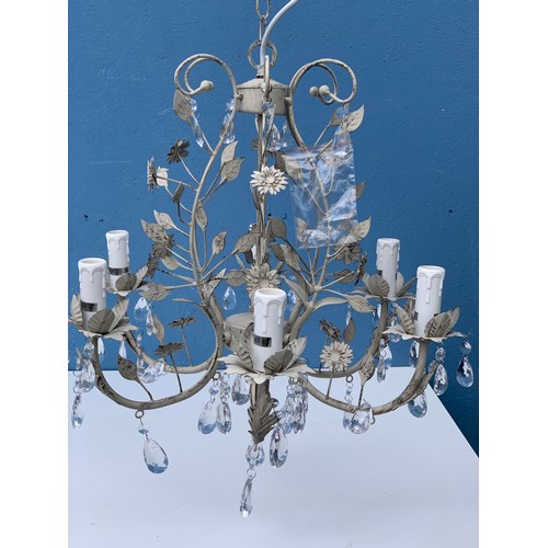 371 - NEW CREAM MULTI BRANCH LIGHT FITTING WITH FLORAL DESIGN