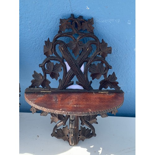 275 - PAIR OF NICELY CARVED & PIERCED VICTORIAN WALL BRACKETS