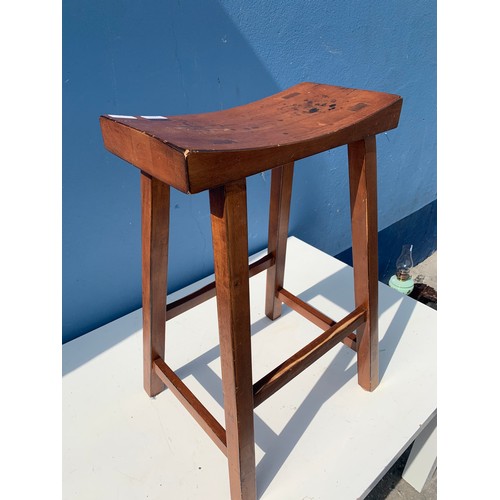 278 - OLD SADDLE HIGH WOODEN STOOL