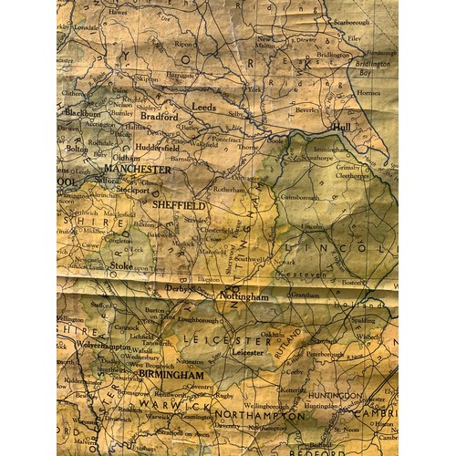 350 - OLD WALL MOUNTED CANVAS SCHOOL MAP