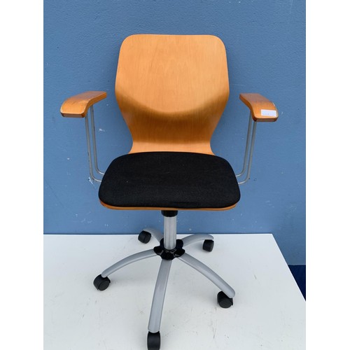 23 - A BEECH FRAMED DESK CHAIR