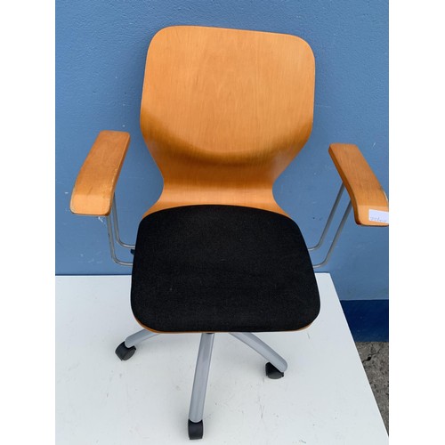 23 - A BEECH FRAMED DESK CHAIR