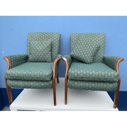 90 - PAIR OF MAHOGANY FRAMED ARMCHAIRS