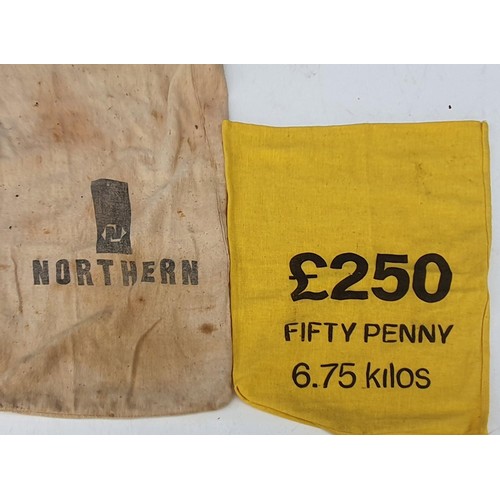 109 - 2 OLD BANK CANVAS MONEY BAG