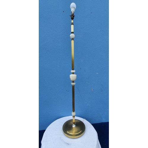 48 - A RETRO BRASS & MARBLE  STANDARD LAMP WITH  SHADE