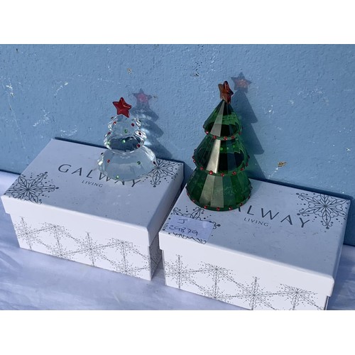 29 - 2 BOXED GALWAY CRYSTAL XMAS TREES