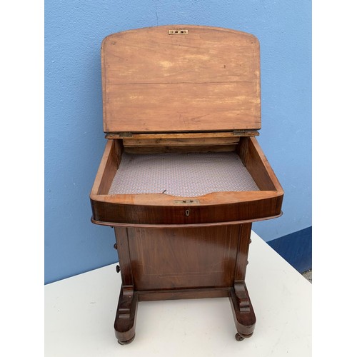 44 - BEAUTIFULLY INLAID VICTORIAN WALNUT DAVENPORT