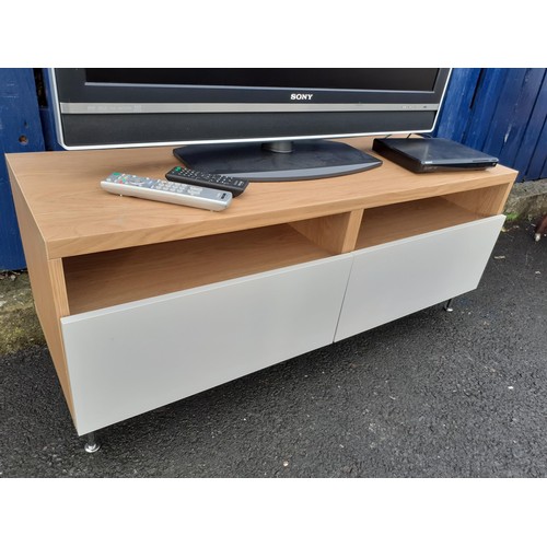 48 - OAK TV UNIT WITH SONY TV AND DVD PLAYER