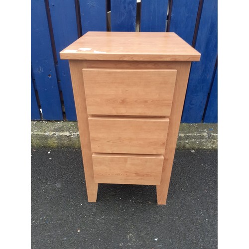 65 - A 3 DRAWER OAK BEDSIDE CHEST